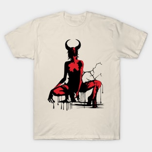 Crouching Red Horned Succubus T-Shirt